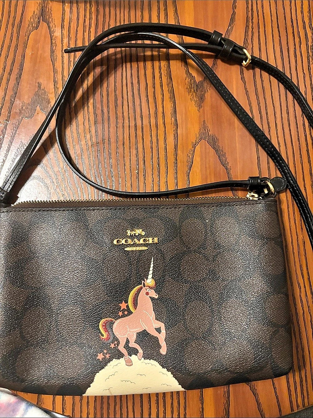 Coach Zip Top Crossbody in Signature Canvas with Unicorn